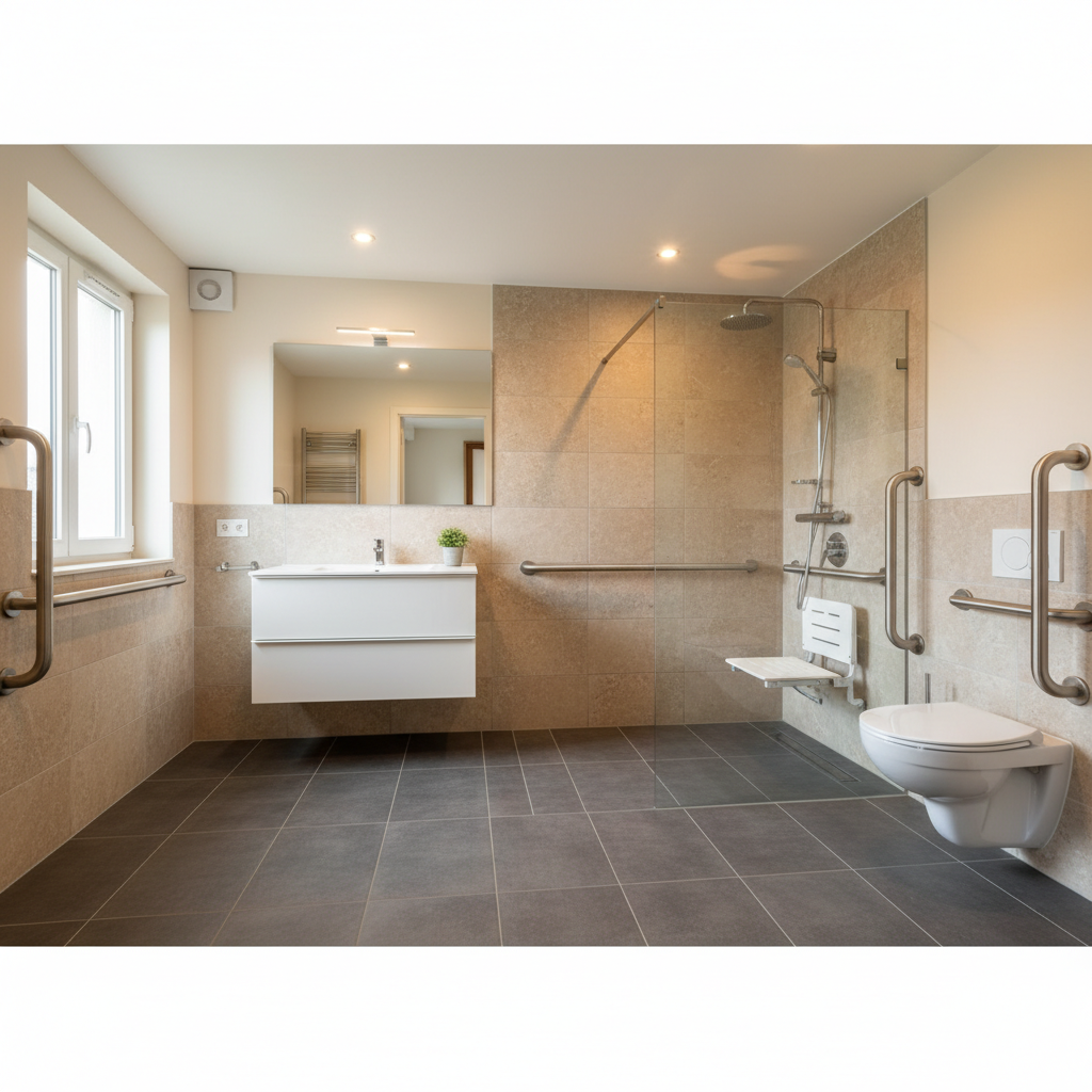 Salle de bain PMR sécurisée